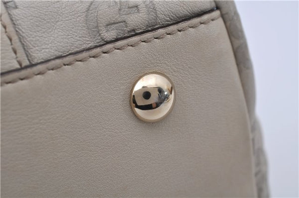 Authentic GUCCI Guccissima Abbey GG Leather Shoulder Tote Bag 141470 Ivory 8945E