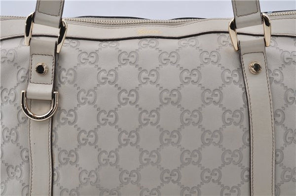 Authentic GUCCI Guccissima Abbey GG Leather Shoulder Tote Bag 141470 Ivory 8945E