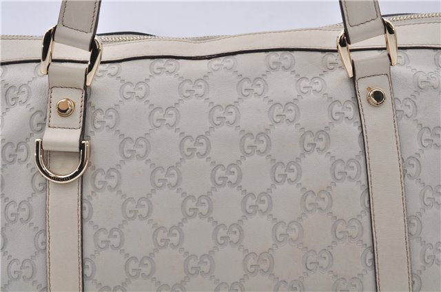 Authentic GUCCI Guccissima Abbey GG Leather Shoulder Tote Bag 141470 Ivory 8945E