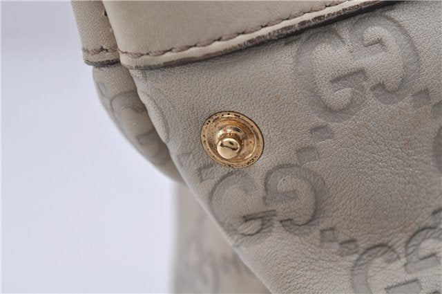 Authentic GUCCI Guccissima Abbey GG Leather Shoulder Tote Bag 141470 Ivory 8945E