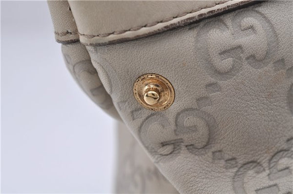 Authentic GUCCI Guccissima Abbey GG Leather Shoulder Tote Bag 141470 Ivory 8945E