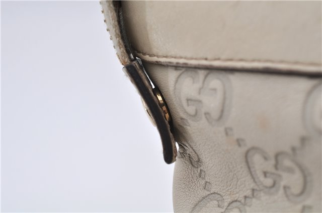 Authentic GUCCI Guccissima Abbey GG Leather Shoulder Tote Bag 141470 Ivory 8945E