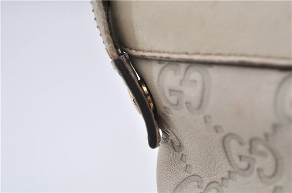 Authentic GUCCI Guccissima Abbey GG Leather Shoulder Tote Bag 141470 Ivory 8945E