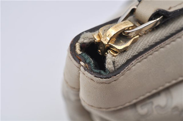 Authentic GUCCI Guccissima Abbey GG Leather Shoulder Tote Bag 141470 Ivory 8945E