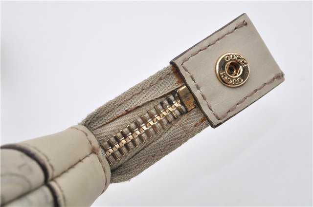 Authentic GUCCI Guccissima Abbey GG Leather Shoulder Tote Bag 141470 Ivory 8945E