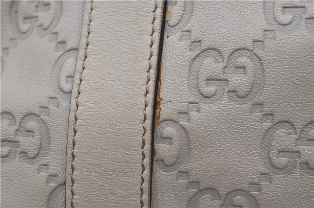 Authentic GUCCI Guccissima Abbey GG Leather Shoulder Tote Bag 141470 Ivory 8945E