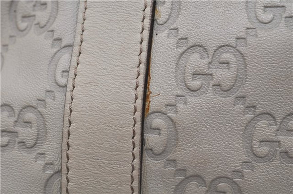 Authentic GUCCI Guccissima Abbey GG Leather Shoulder Tote Bag 141470 Ivory 8945E