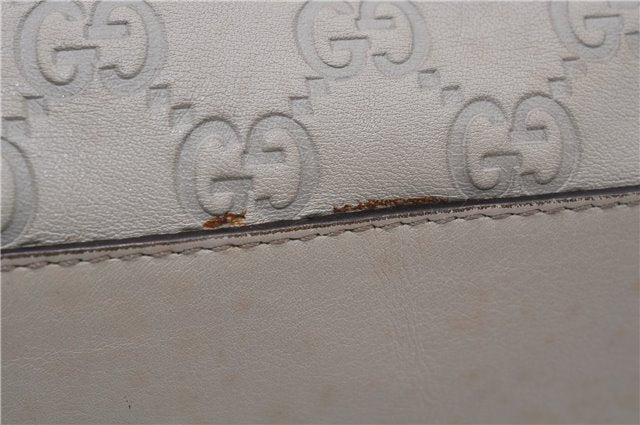 Authentic GUCCI Guccissima Abbey GG Leather Shoulder Tote Bag 141470 Ivory 8945E
