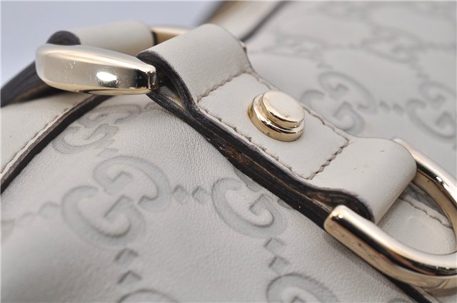 Authentic GUCCI Guccissima Abbey GG Leather Shoulder Tote Bag 141470 Ivory 8945E