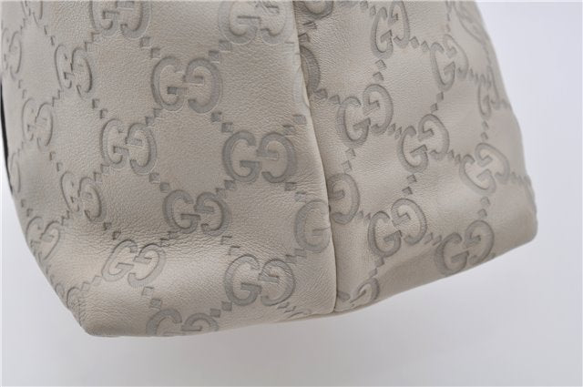 Authentic GUCCI Guccissima Abbey GG Leather Shoulder Tote Bag 141470 Ivory 8945E