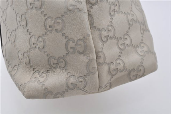 Authentic GUCCI Guccissima Abbey GG Leather Shoulder Tote Bag 141470 Ivory 8945E