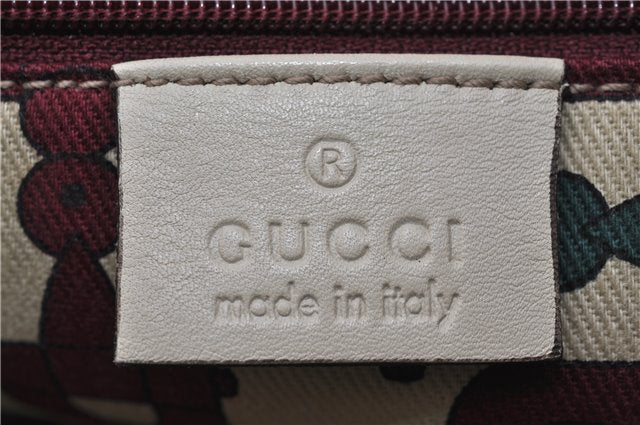 Authentic GUCCI Guccissima Abbey GG Leather Shoulder Tote Bag 141470 Ivory 8945E