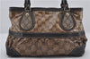 Authentic GUCCI GG Crystal Shoulder Tote Bag PVC Leather 223964 Brown 8946E