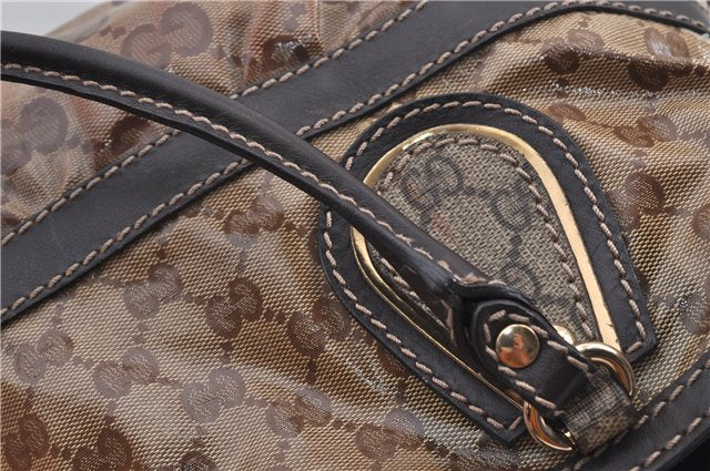 Authentic GUCCI GG Crystal Shoulder Tote Bag PVC Leather 223964 Brown 8946E