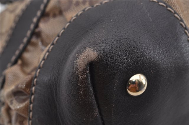 Authentic GUCCI GG Crystal Shoulder Tote Bag PVC Leather 223964 Brown 8946E