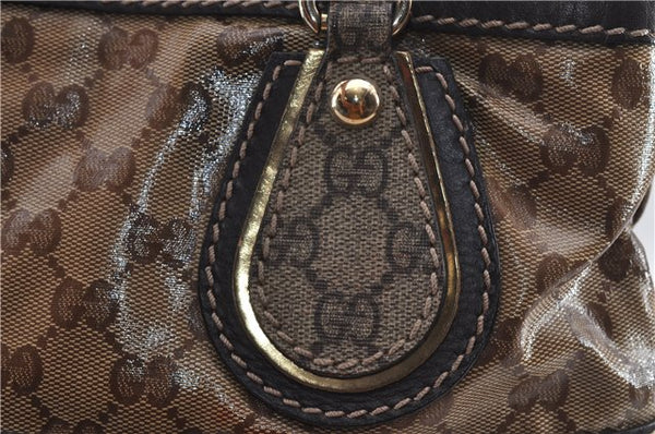 Authentic GUCCI GG Crystal Shoulder Tote Bag PVC Leather 223964 Brown 8946E