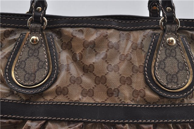 Authentic GUCCI GG Crystal Shoulder Tote Bag PVC Leather 223964 Brown 8946E