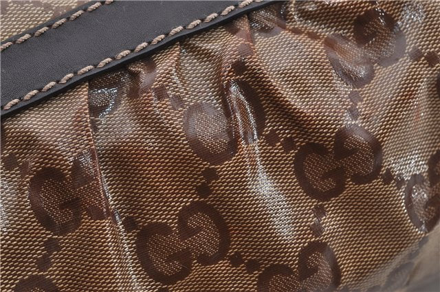 Authentic GUCCI GG Crystal Shoulder Tote Bag PVC Leather 223964 Brown 8946E