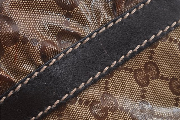 Authentic GUCCI GG Crystal Shoulder Tote Bag PVC Leather 223964 Brown 8946E