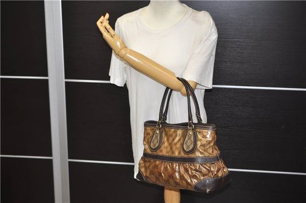 Authentic GUCCI GG Crystal Shoulder Tote Bag PVC Leather 223964 Brown 8946E