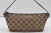 Authentic GUCCI Hand Bag Pouch Purse GG Canvas Leather 07198 Brown 8947D