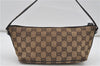 Authentic GUCCI Hand Bag Pouch Purse GG Canvas Leather 07198 Brown 8947D