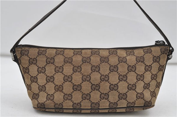 Authentic GUCCI Hand Bag Pouch Purse GG Canvas Leather 07198 Brown 8947D