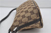 Authentic GUCCI Hand Bag Pouch Purse GG Canvas Leather 07198 Brown 8947D