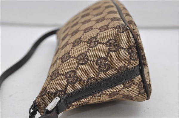 Authentic GUCCI Hand Bag Pouch Purse GG Canvas Leather 07198 Brown 8947D