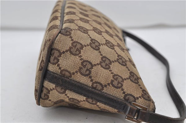 Authentic GUCCI Hand Bag Pouch Purse GG Canvas Leather 07198 Brown 8947D