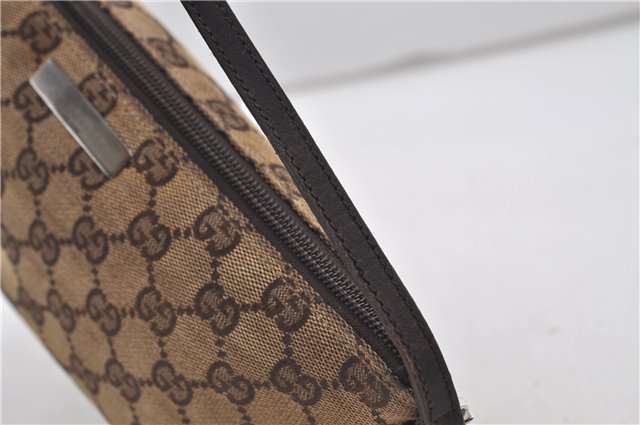 Authentic GUCCI Hand Bag Pouch Purse GG Canvas Leather 07198 Brown 8947D