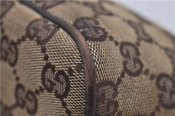 Authentic GUCCI Hand Bag Pouch Purse GG Canvas Leather 07198 Brown 8947D