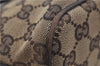 Authentic GUCCI Hand Bag Pouch Purse GG Canvas Leather 07198 Brown 8947D