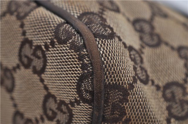 Authentic GUCCI Hand Bag Pouch Purse GG Canvas Leather 07198 Brown 8947D