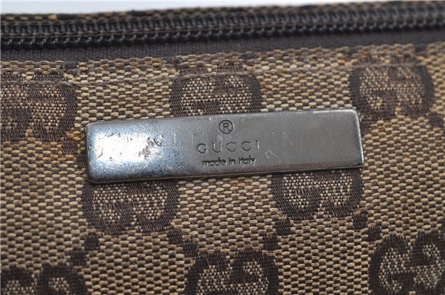 Authentic GUCCI Hand Bag Pouch Purse GG Canvas Leather 07198 Brown 8947D