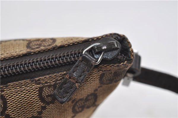 Authentic GUCCI Hand Bag Pouch Purse GG Canvas Leather 07198 Brown 8947D