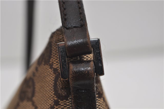 Authentic GUCCI Hand Bag Pouch Purse GG Canvas Leather 07198 Brown 8947D