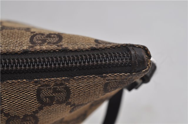 Authentic GUCCI Hand Bag Pouch Purse GG Canvas Leather 07198 Brown 8947D