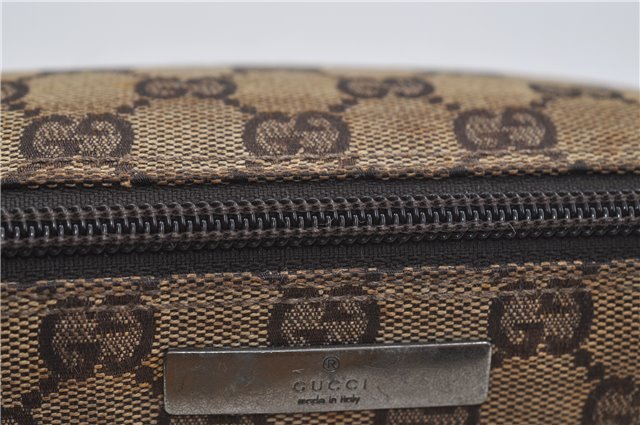 Authentic GUCCI Hand Bag Pouch Purse GG Canvas Leather 07198 Brown 8947D