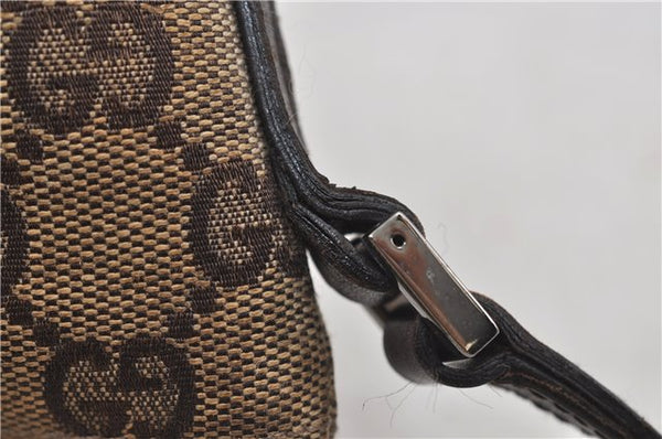 Authentic GUCCI Hand Bag Pouch Purse GG Canvas Leather 07198 Brown 8947D