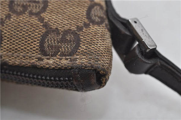 Authentic GUCCI Hand Bag Pouch Purse GG Canvas Leather 07198 Brown 8947D