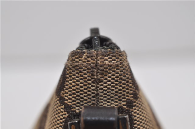 Authentic GUCCI Hand Bag Pouch Purse GG Canvas Leather 07198 Brown 8947D