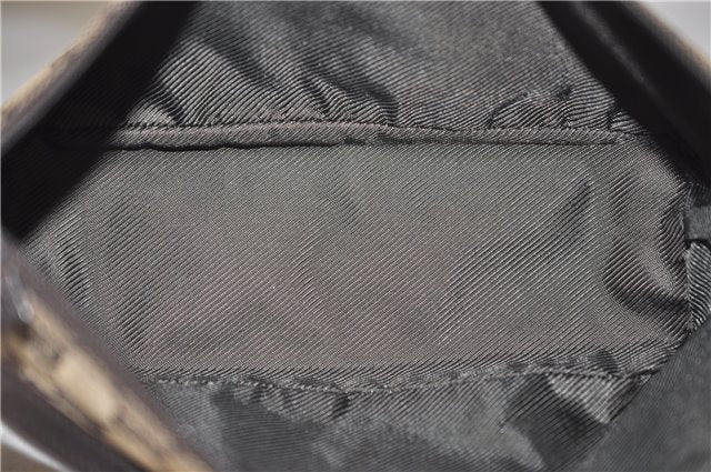 Authentic GUCCI Hand Bag Pouch Purse GG Canvas Leather 07198 Brown 8947D