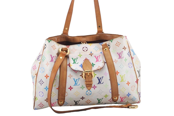 Louis Vuitton Multicolor Aurelia MM White Shoulder Tote Bag M40094 LV Junk 8948D