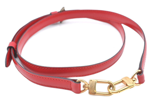 Authentic Louis Vuitton Leather Shoulder Strap Red 27.6-33.5" LV 8950C