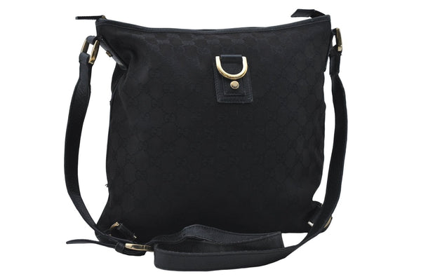 Authentic GUCCI Abbey Shoulder Cross Bag GG Canvas Leather 131326 Black 8950D
