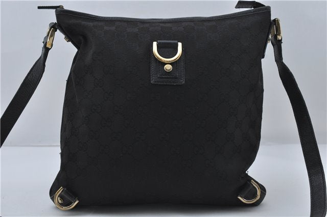 Authentic GUCCI Abbey Shoulder Cross Bag GG Canvas Leather 131326 Black 8950D