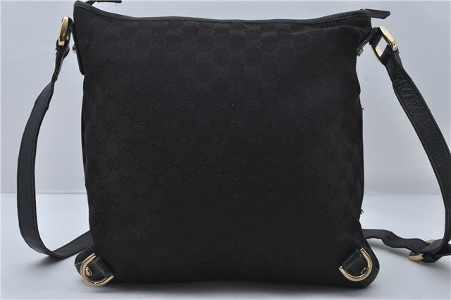 Authentic GUCCI Abbey Shoulder Cross Bag GG Canvas Leather 131326 Black 8950D