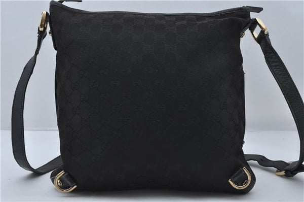 Authentic GUCCI Abbey Shoulder Cross Bag GG Canvas Leather 131326 Black 8950D