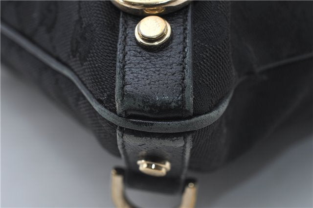 Authentic GUCCI Abbey Shoulder Cross Bag GG Canvas Leather 131326 Black 8950D